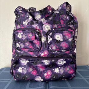Lug Purple Floral Puddle Jumper Nylon Packable Carryall Tote New